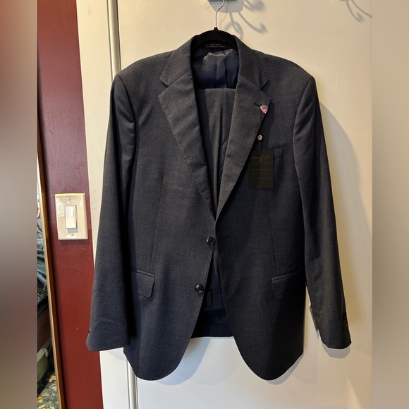 NWT Joseph Abboud American Bespoke Suit Seps, Blue Mini Check, Size 40R/34W - Picture 1 of 9